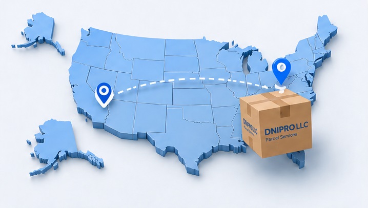 Відправлення посилки до Dnipro LLC з віддалених штатів США